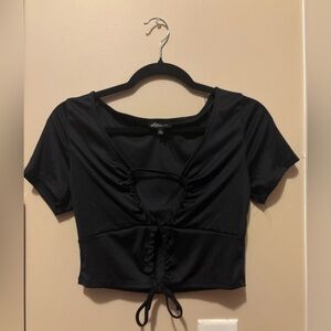 Black Ruched Crop Top